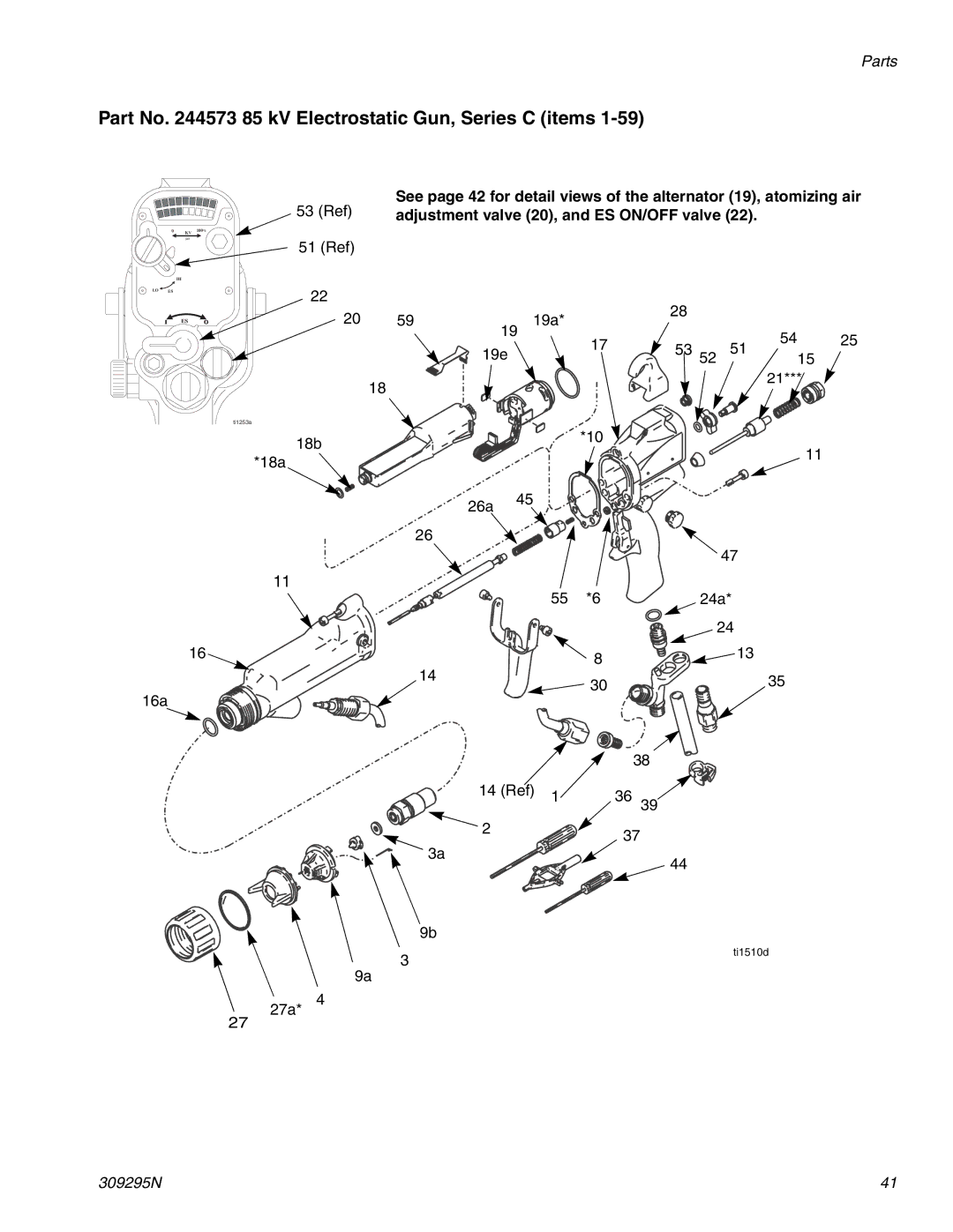 Graco 309295N important safety instructions 53 Ref, Adjustment valve 20, and ES ON/OFF valve 