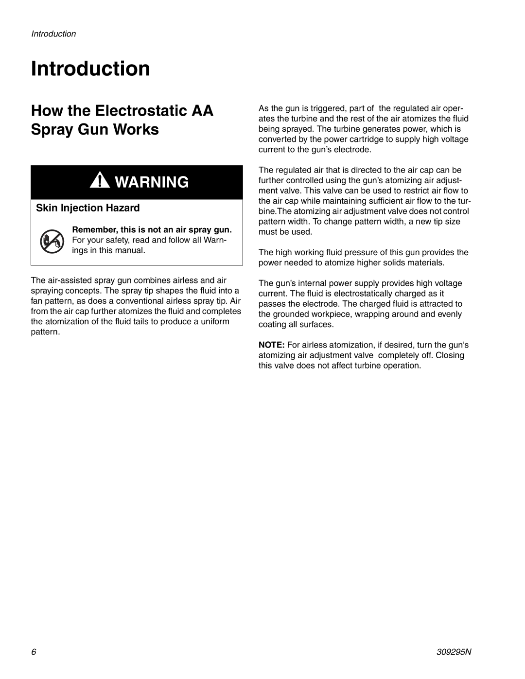 Graco 309295N important safety instructions Introduction, How the Electrostatic AA Spray Gun Works 