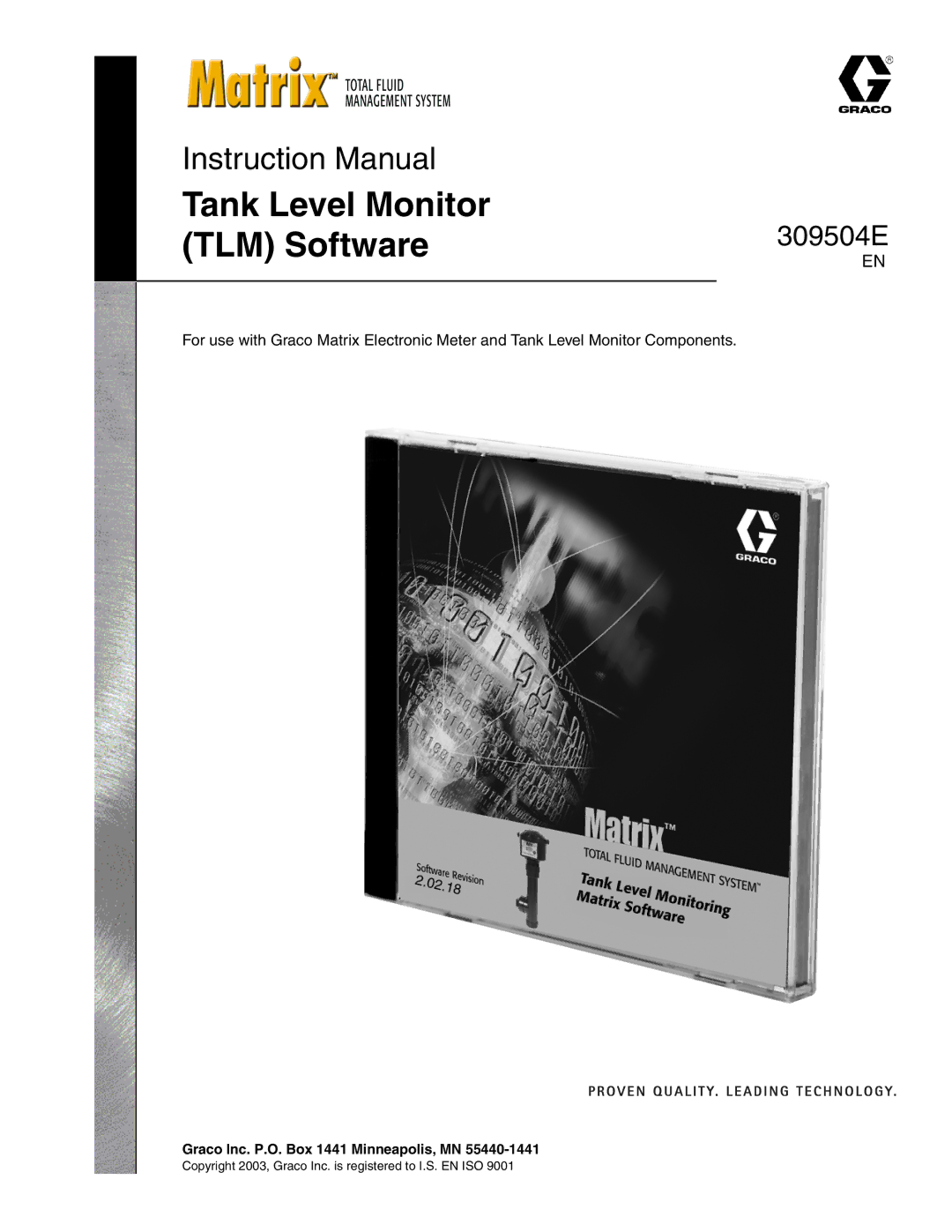 Graco 309504E instruction manual Tank Level Monitor TLM Software 