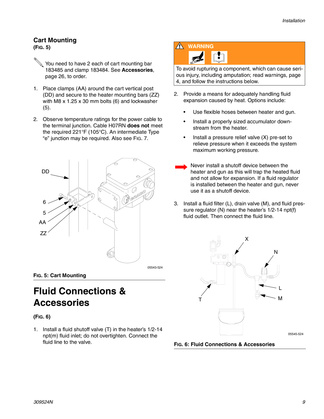 Graco 309524N important safety instructions Fluid Connections Accessories, Cart Mounting 