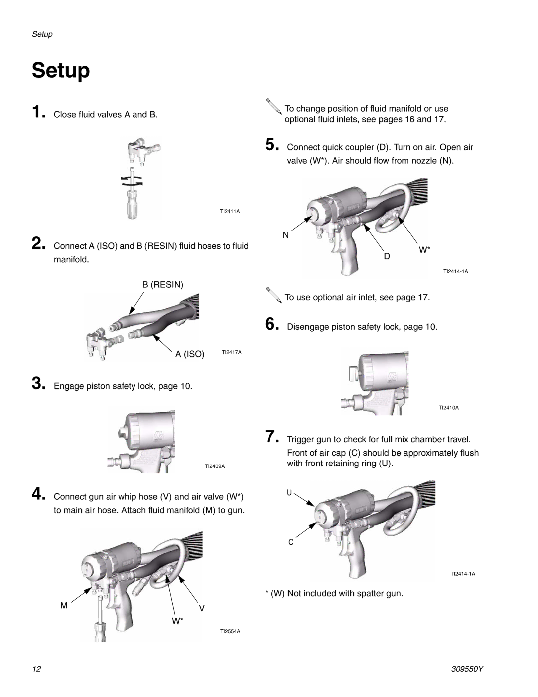 Graco 309550Y important safety instructions Setup, Resin ISO 