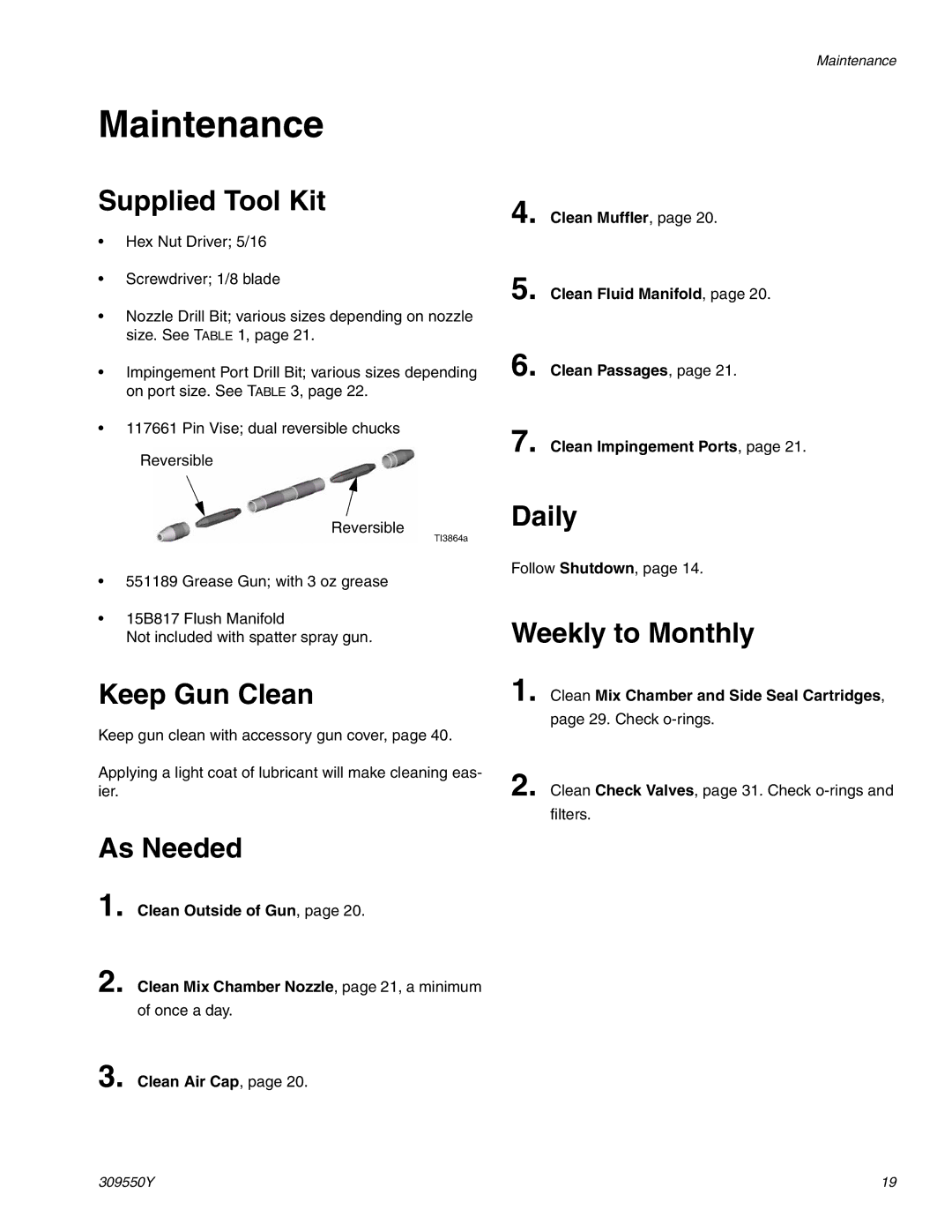 Graco 309550Y important safety instructions Maintenance 