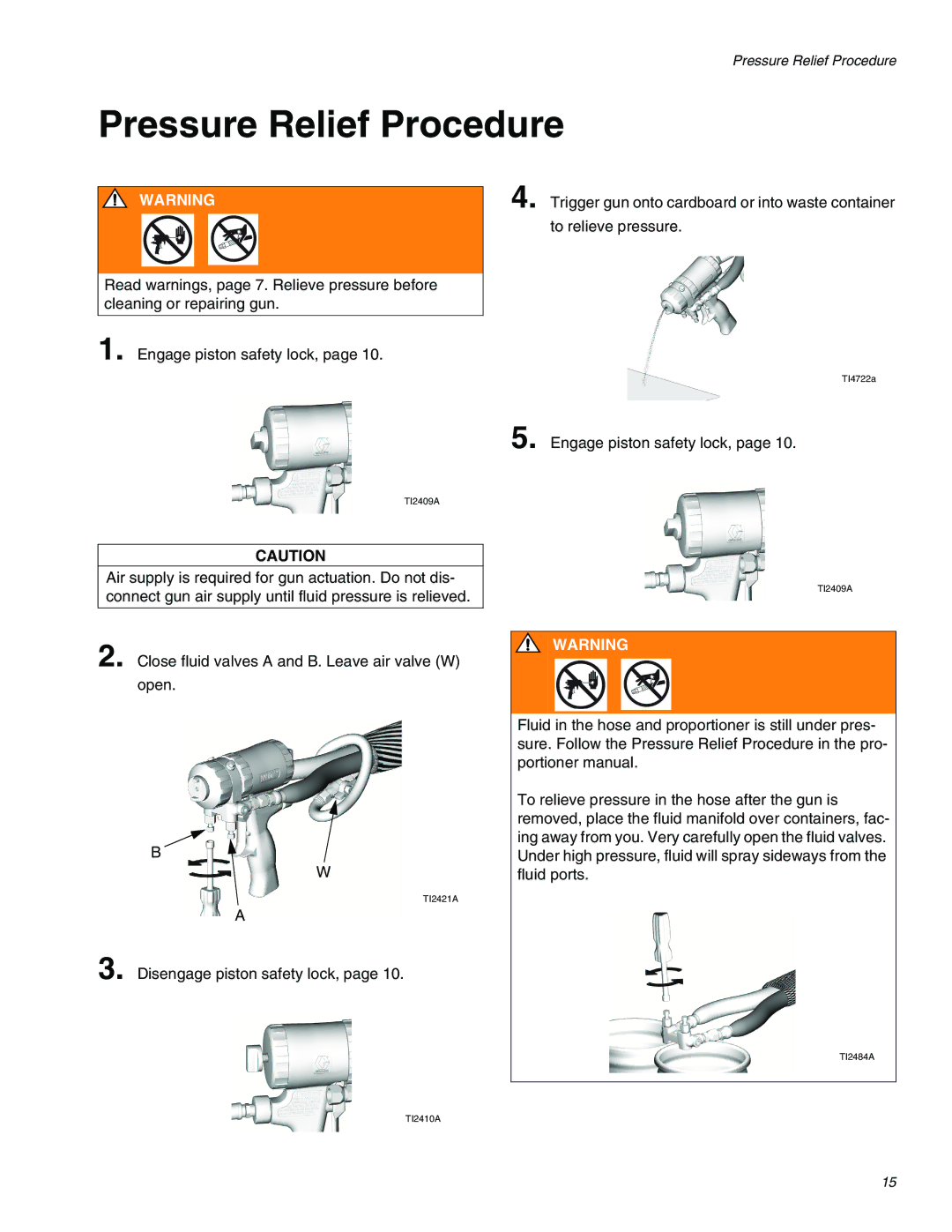 Graco 309550ZAE important safety instructions Pressure Relief Procedure 