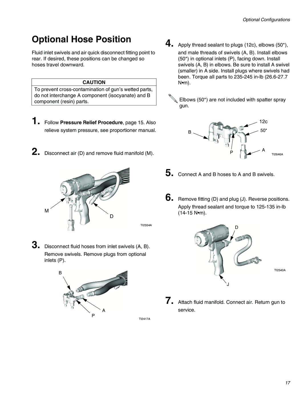 Graco 309550ZAE important safety instructions Optional Hose Position, Follow Pressure Relief Procedure, page 15. Also 