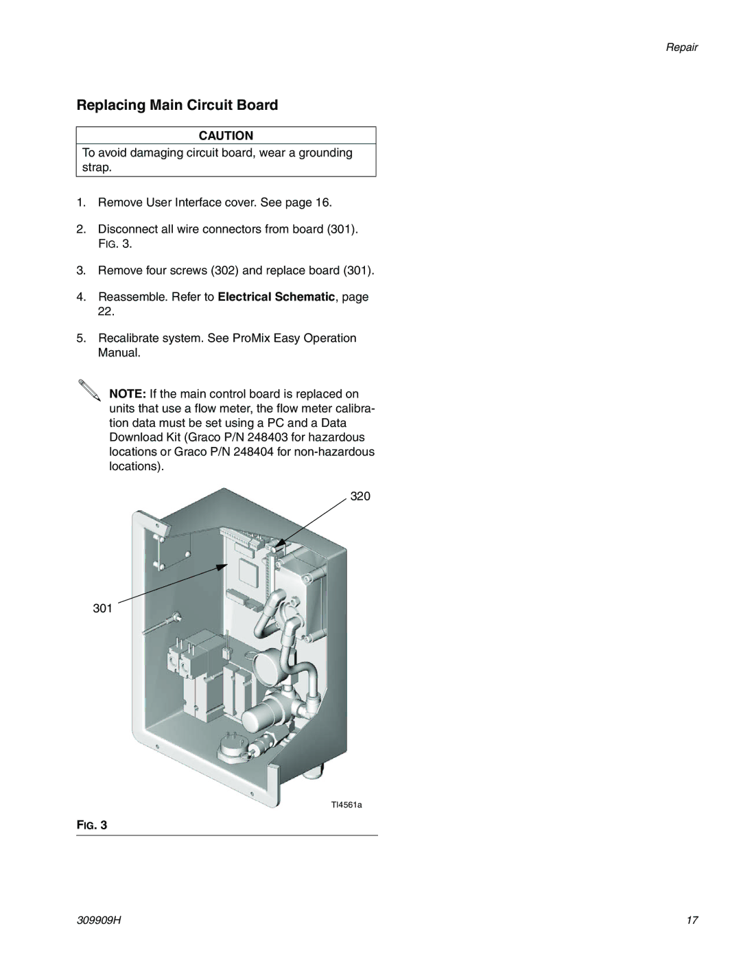 Graco 309909H important safety instructions Replacing Main Circuit Board 