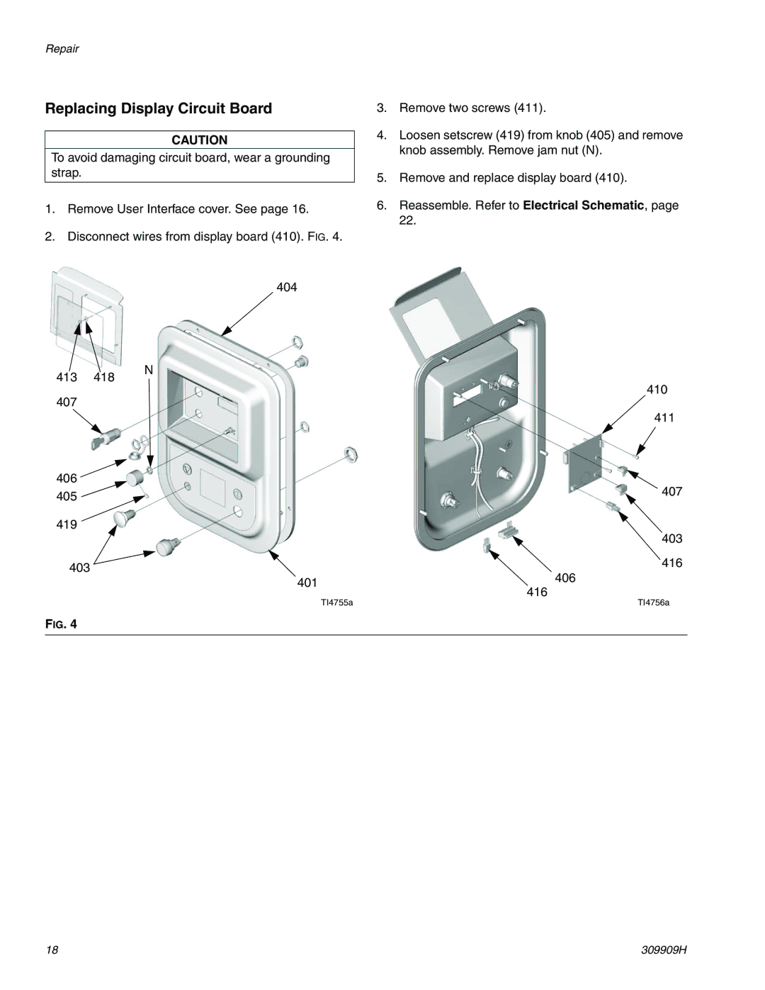 Graco 309909H important safety instructions Replacing Display Circuit Board 