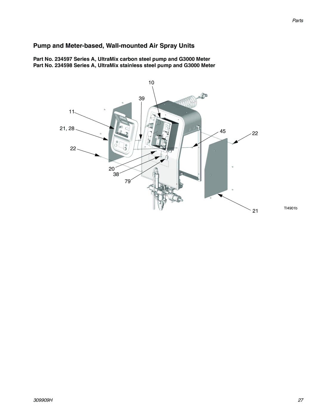 Graco 309909H important safety instructions Pump and Meter-based, Wall-mounted Air Spray Units 