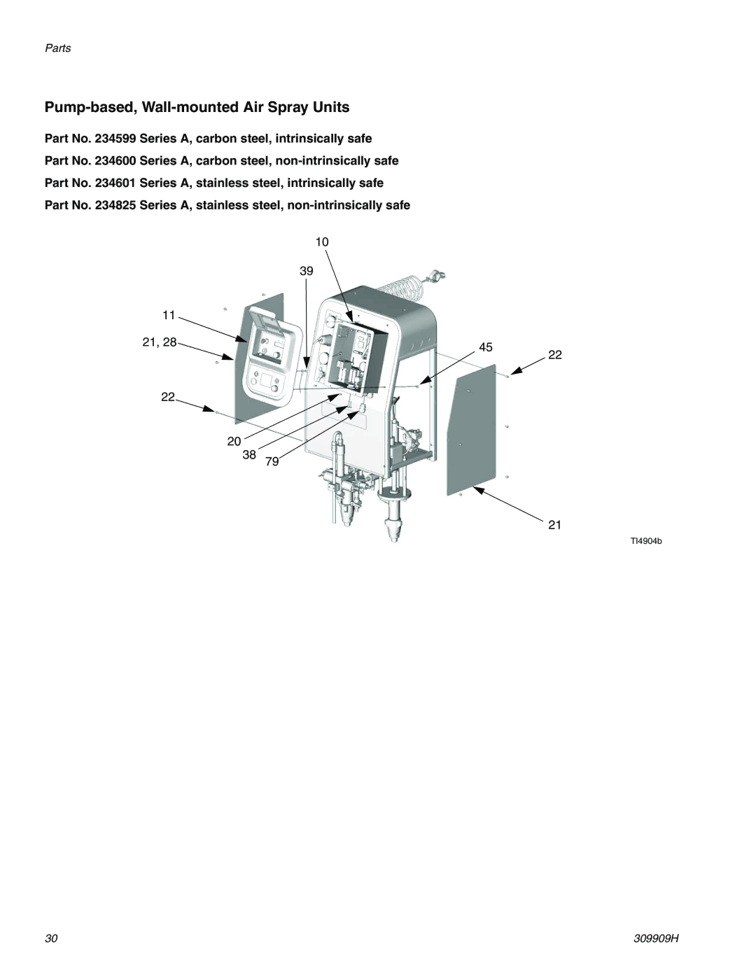 Graco 309909H important safety instructions Pump-based, Wall-mounted Air Spray Units 