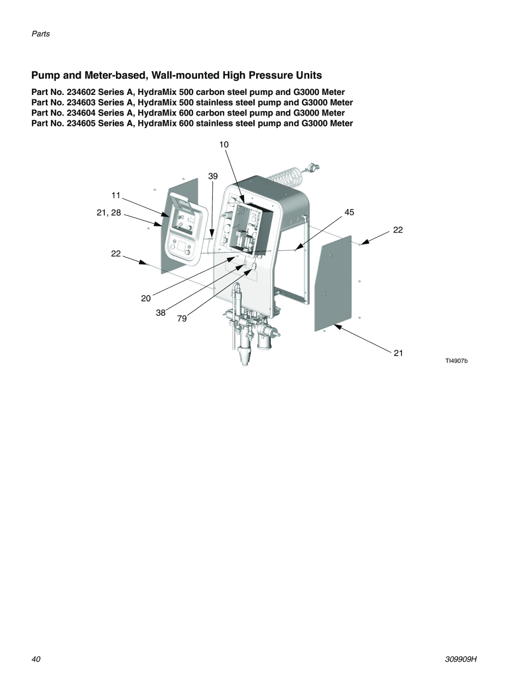 Graco 309909H important safety instructions Pump and Meter-based, Wall-mounted High Pressure Units 