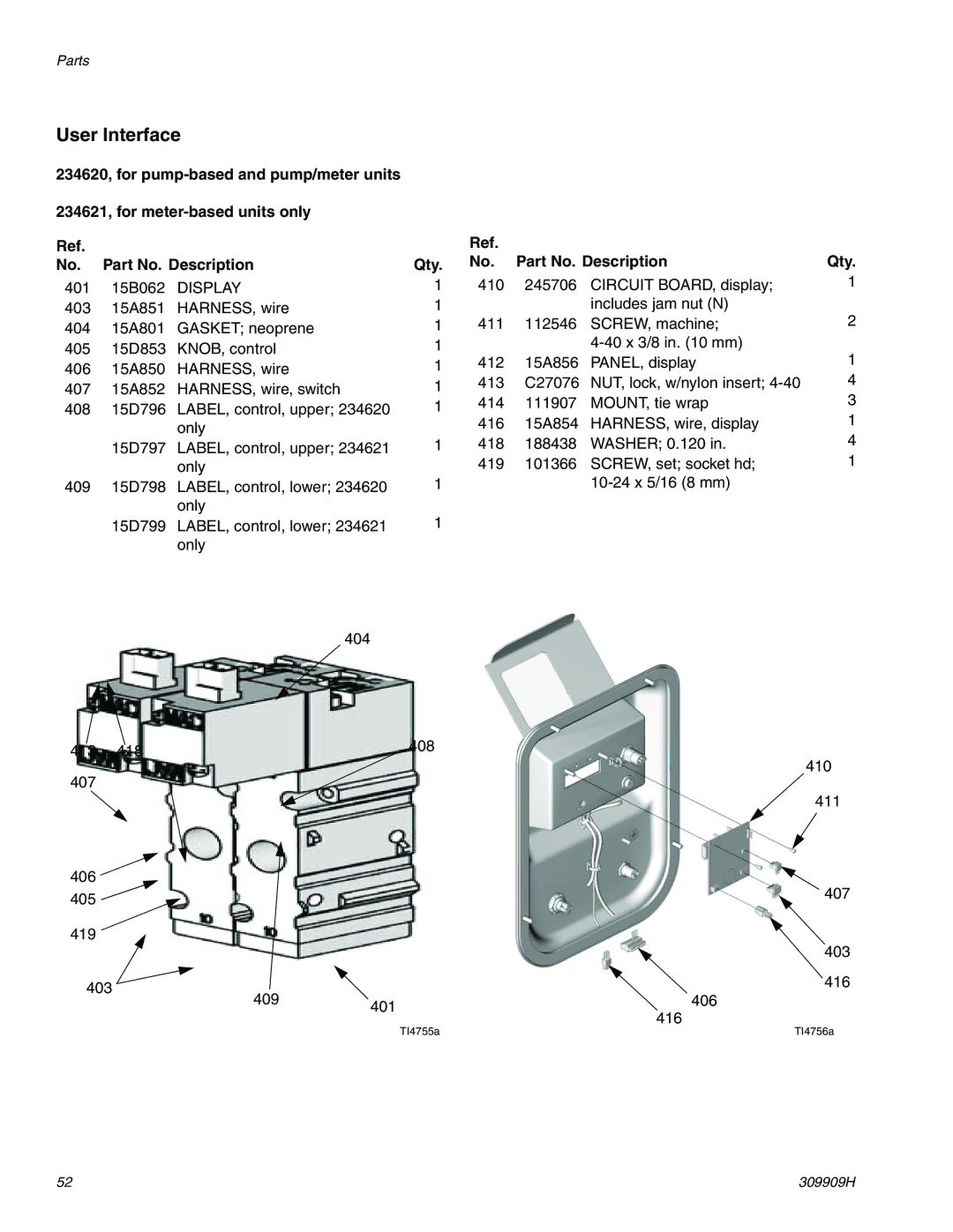 Graco 309909H important safety instructions User Interface, Display 