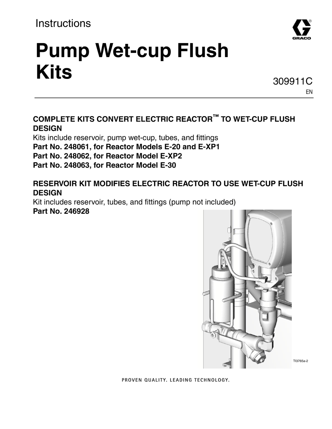 Graco 309911C manual Pump Wet-cup Flush Kits 