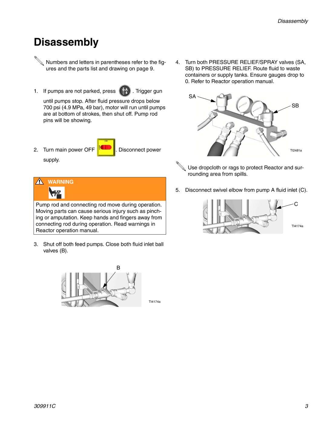 Graco 309911C manual Disassembly 