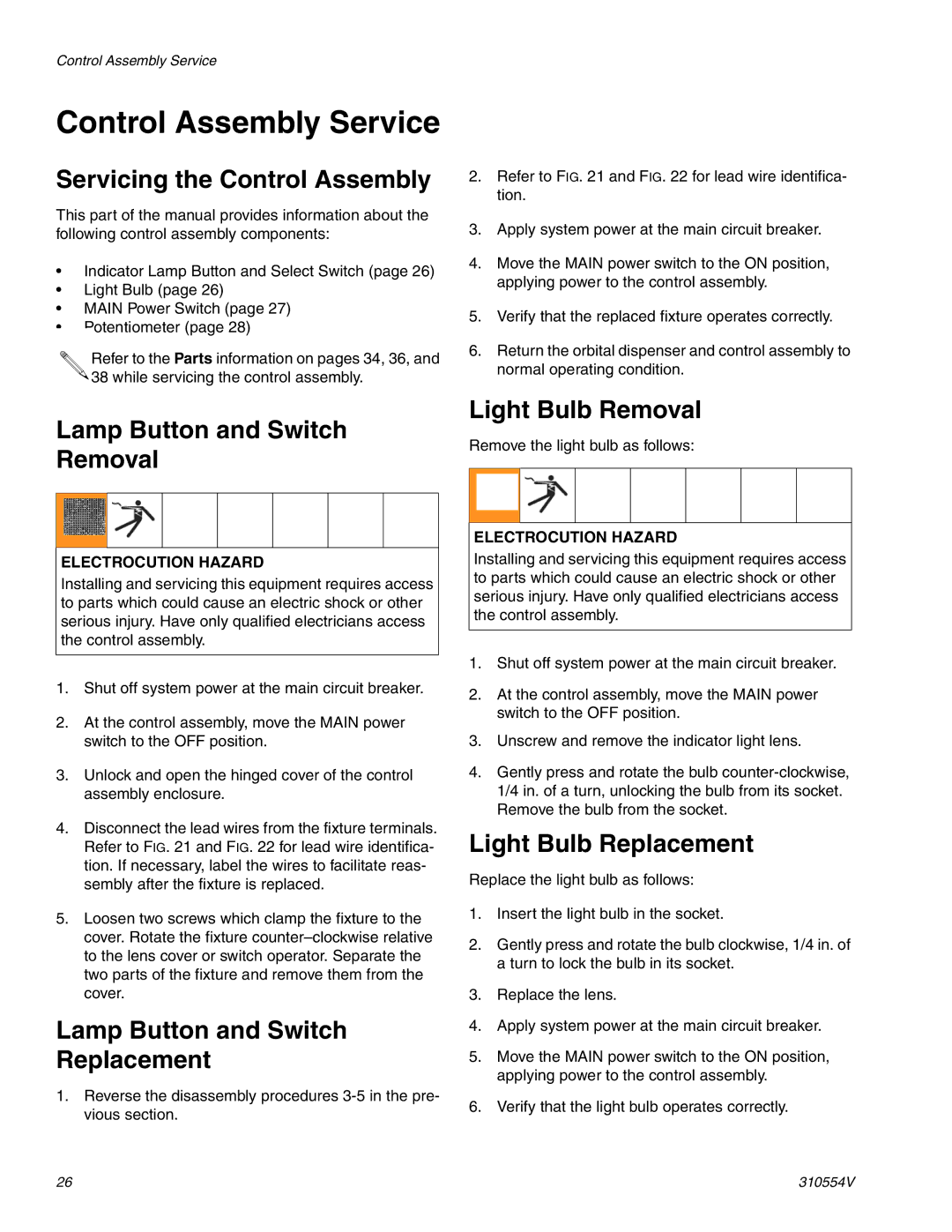 Graco 310554V important safety instructions Control Assembly Service 