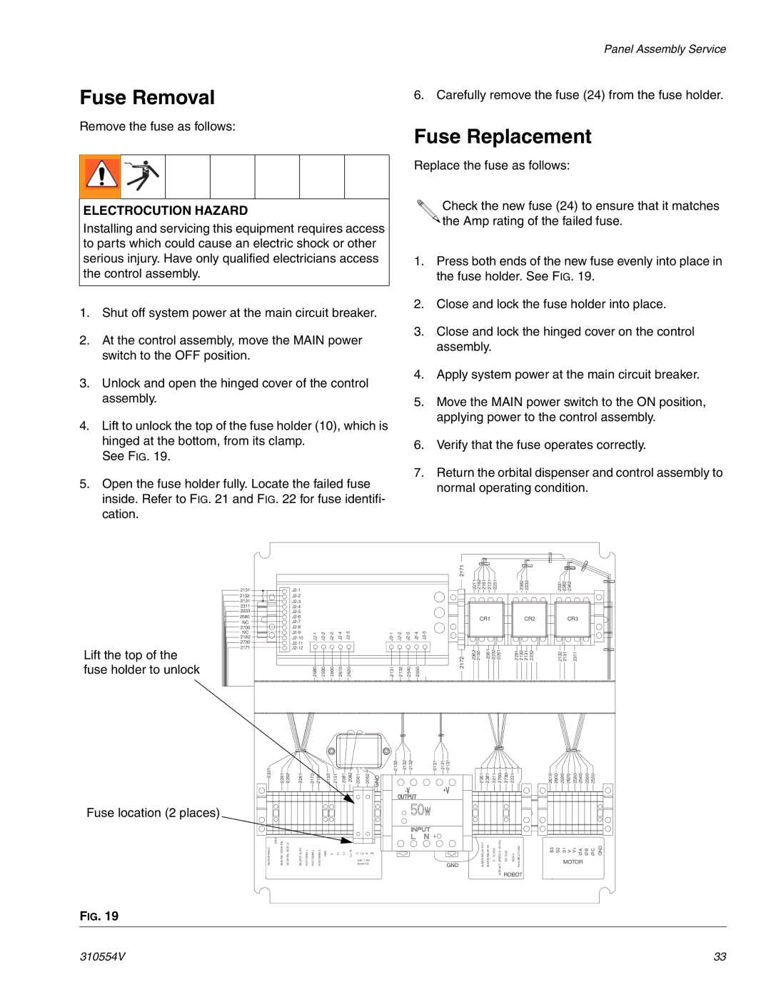 Graco 310554V important safety instructions Fuse Removal, Fuse Replacement 