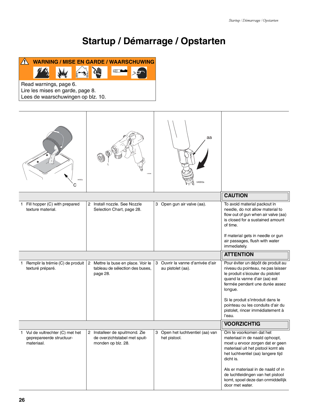 Graco 310624F manual Startup / Démarrage / Opstarten 