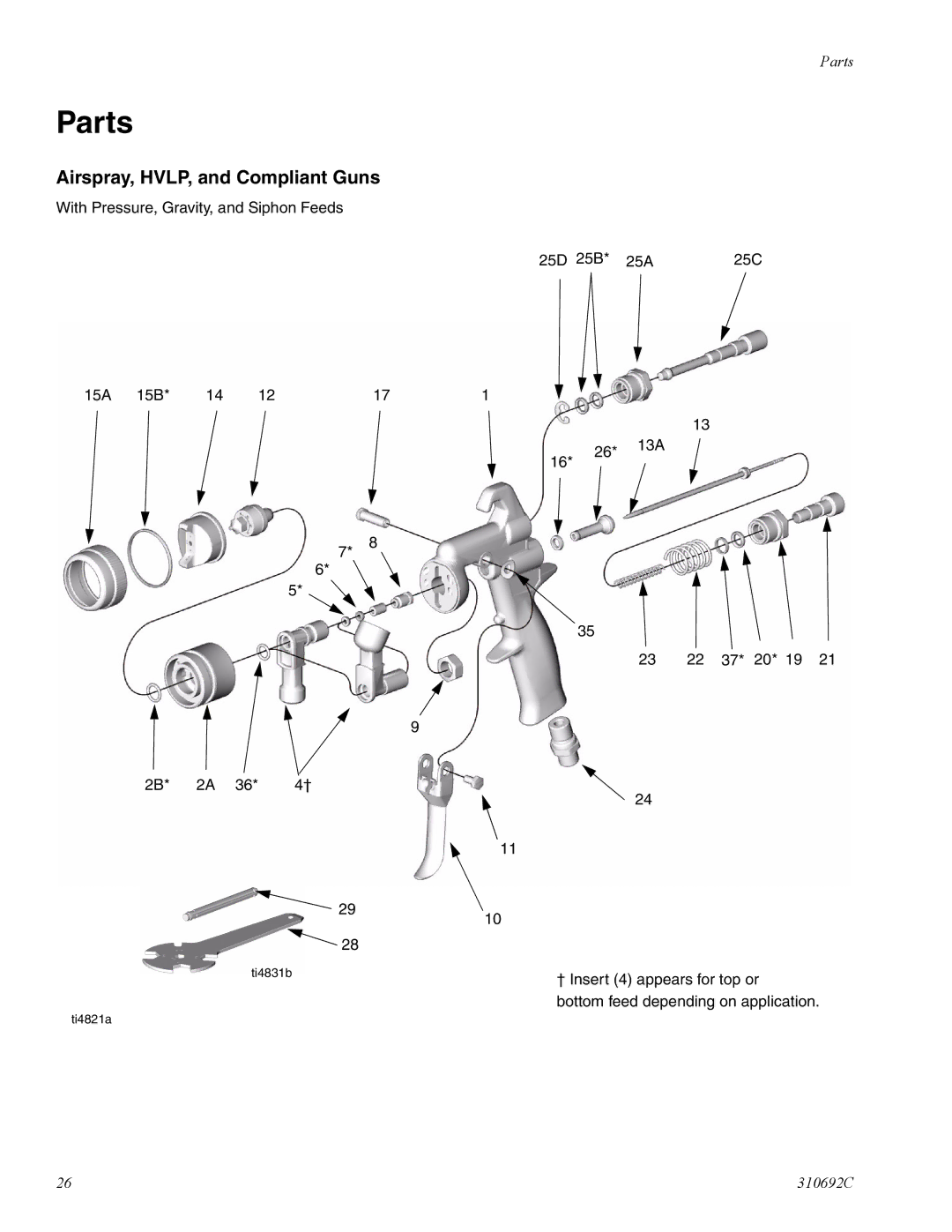 Graco 310692C manual Parts, Airspray, HVLP, and Compliant Guns 