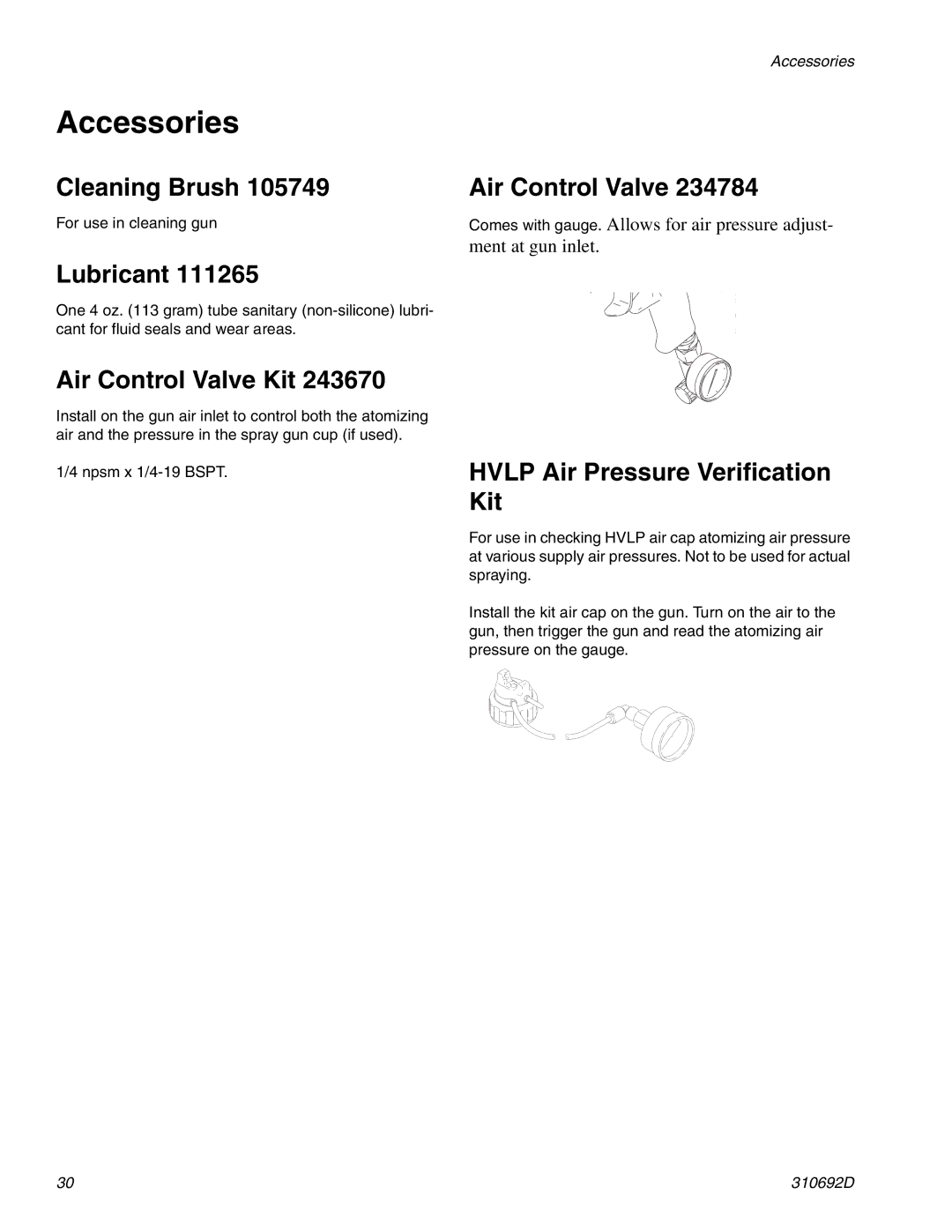 Graco 310692D important safety instructions Accessories 