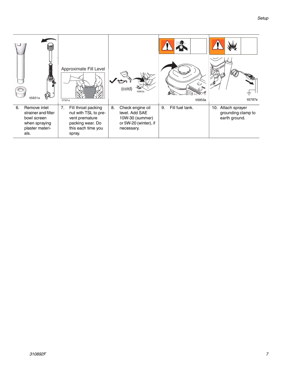 Graco 310829F manual Approximate Fill Level Cold 