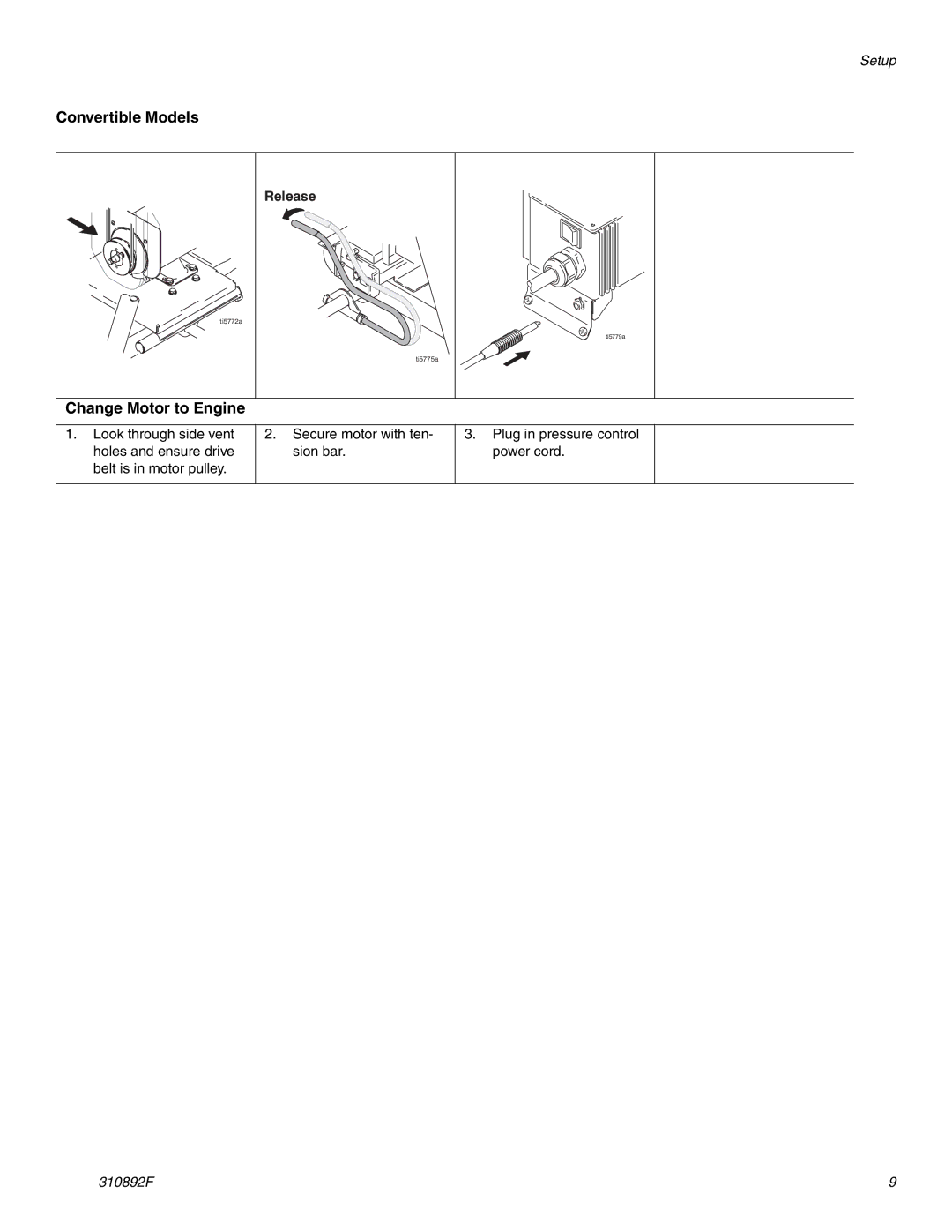 Graco 310829F manual Change Motor to Engine 