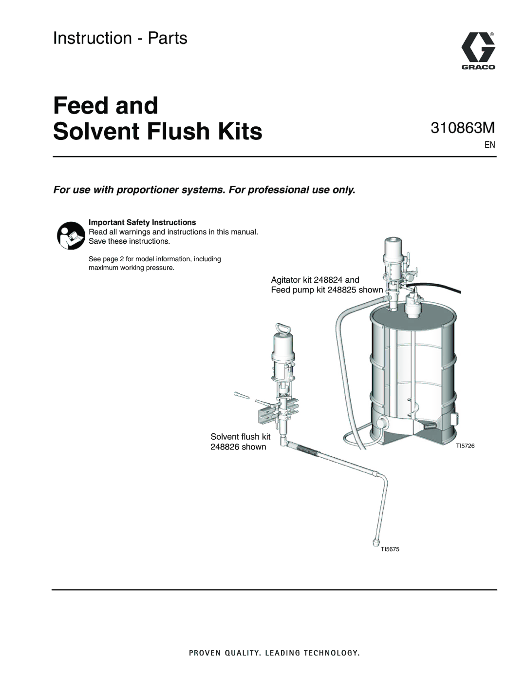 Graco 310863M important safety instructions Feed Solvent Flush Kits 