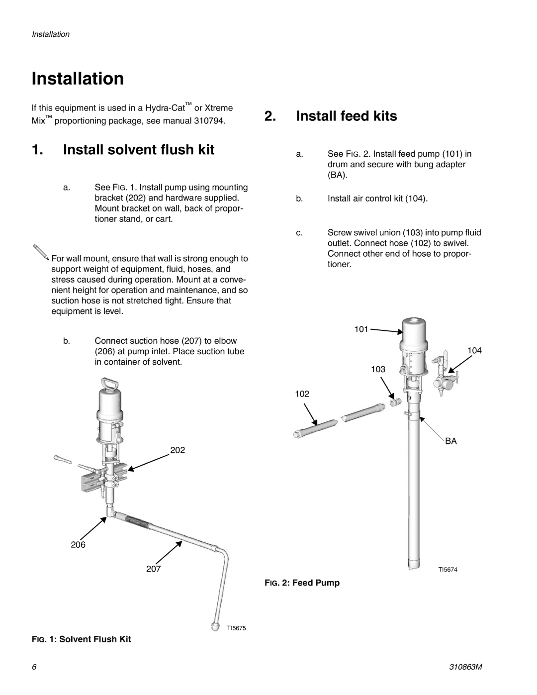 Graco 310863M important safety instructions Installation, Install solvent flush kit 