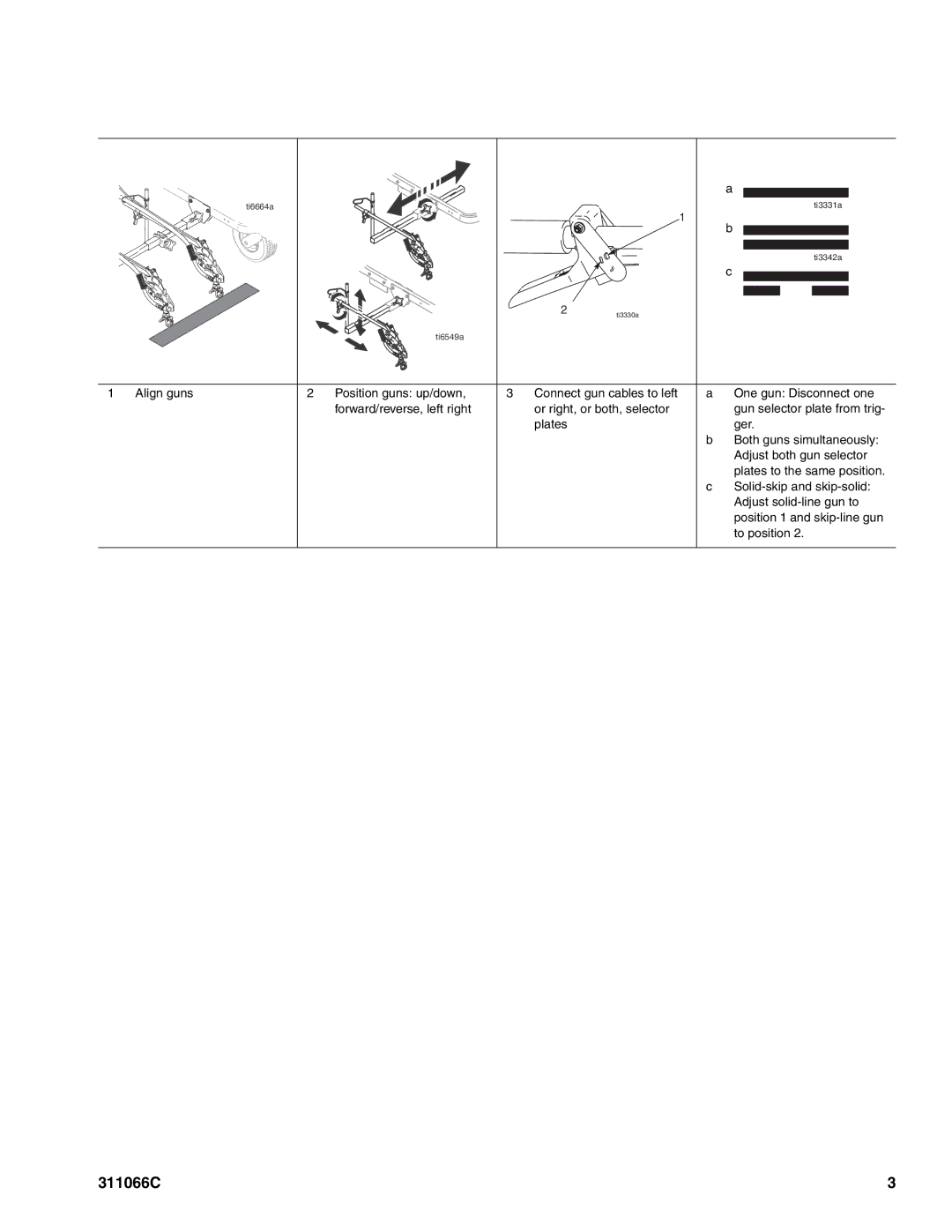 Graco 311066C important safety instructions Align guns Position guns up/down 