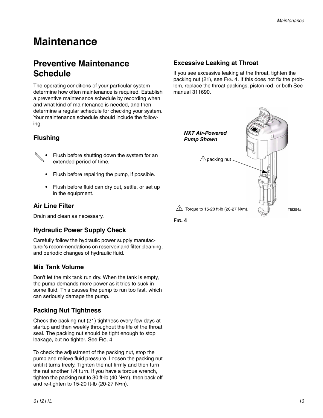 Graco 311211L important safety instructions Preventive Maintenance Schedule 