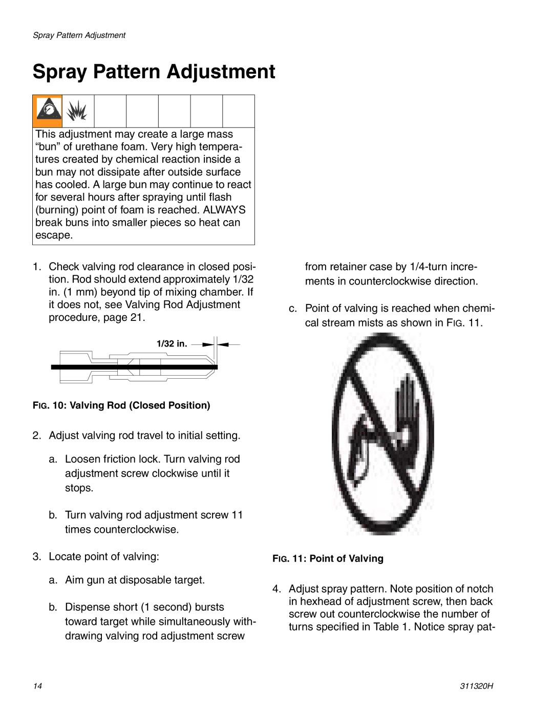 Graco 311320H important safety instructions Spray Pattern Adjustment, Point of Valving 