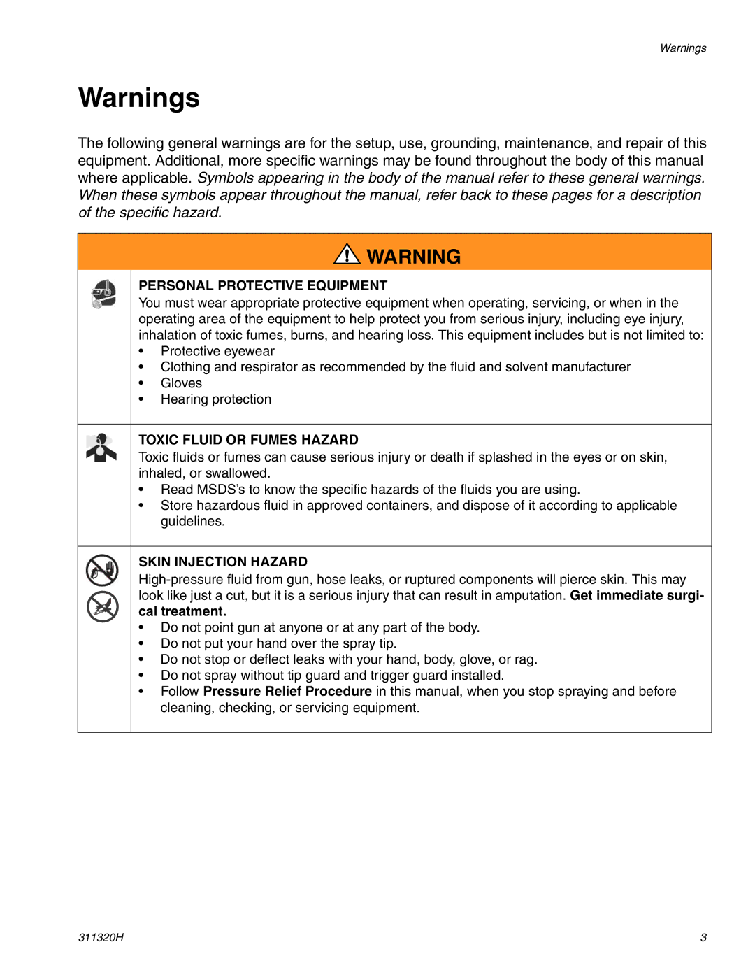 Graco 311320H important safety instructions Personal Protective Equipment 