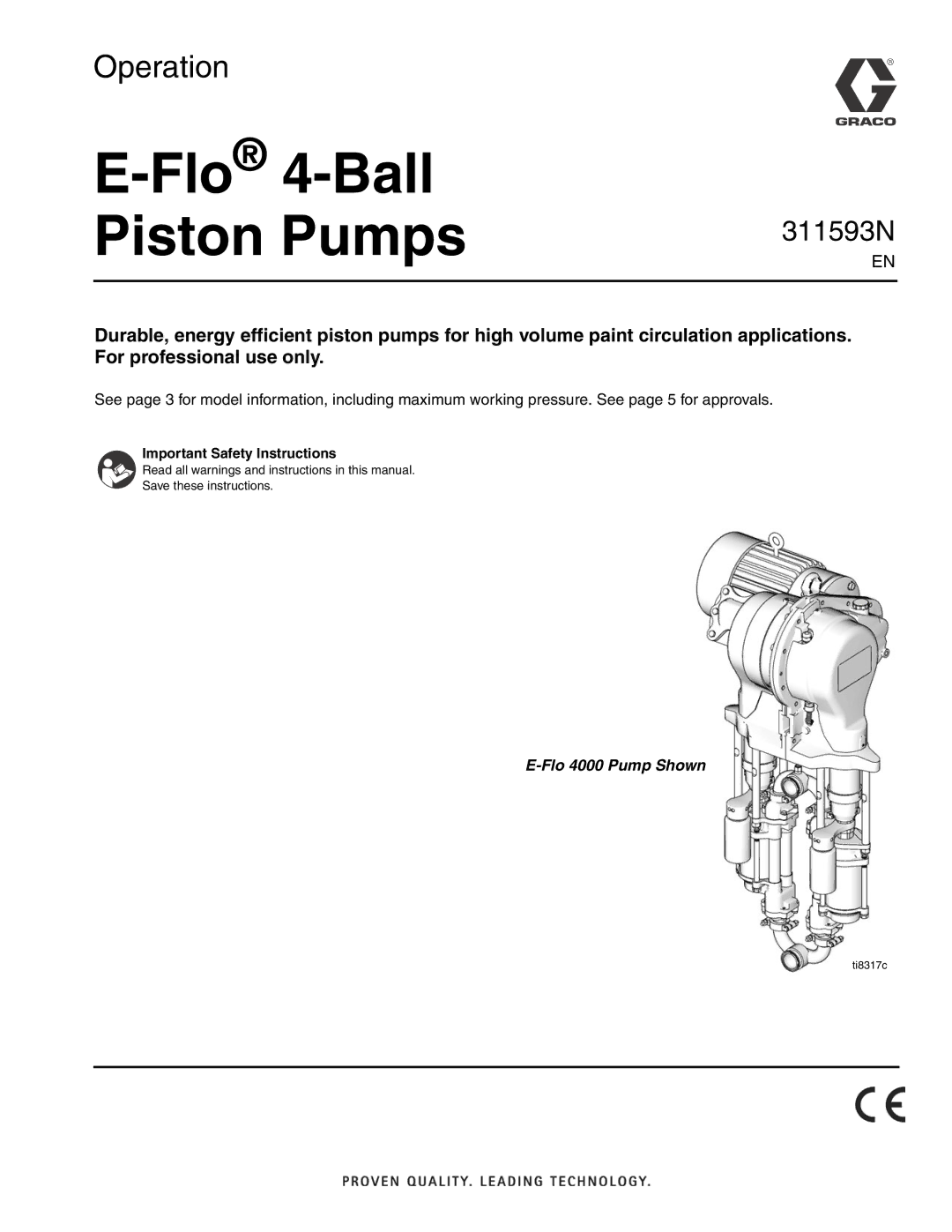 Graco 311593N important safety instructions Flo4-Ball Piston Pumps 