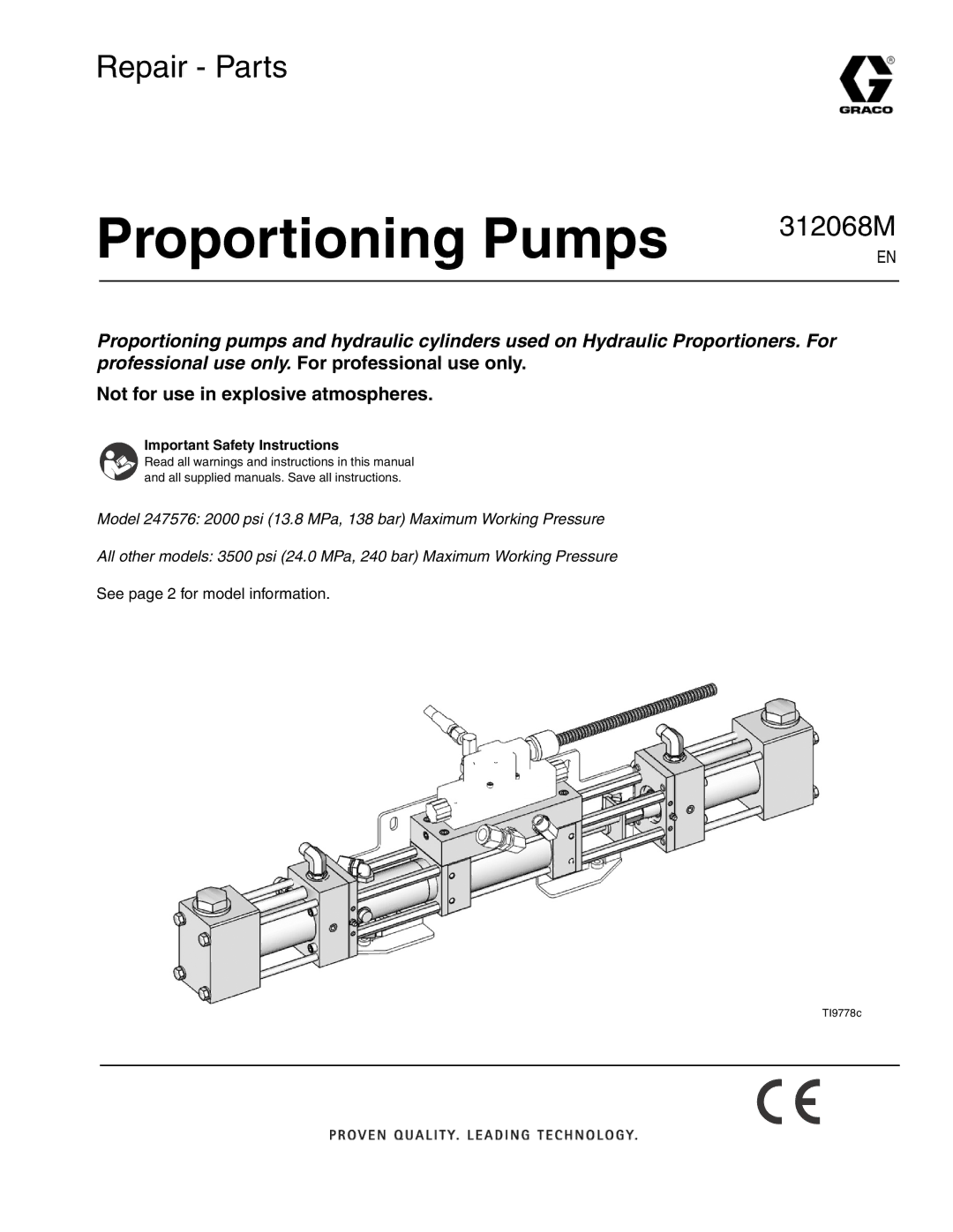 Graco 312068M important safety instructions Proportioning Pumps 