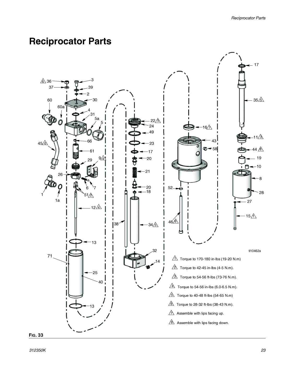 Graco 312350K important safety instructions Reciprocator Parts 