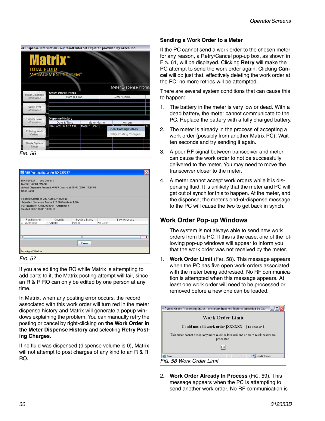 Graco 312353B instruction manual Work Order Pop-up Windows, Sending a Work Order to a Meter 