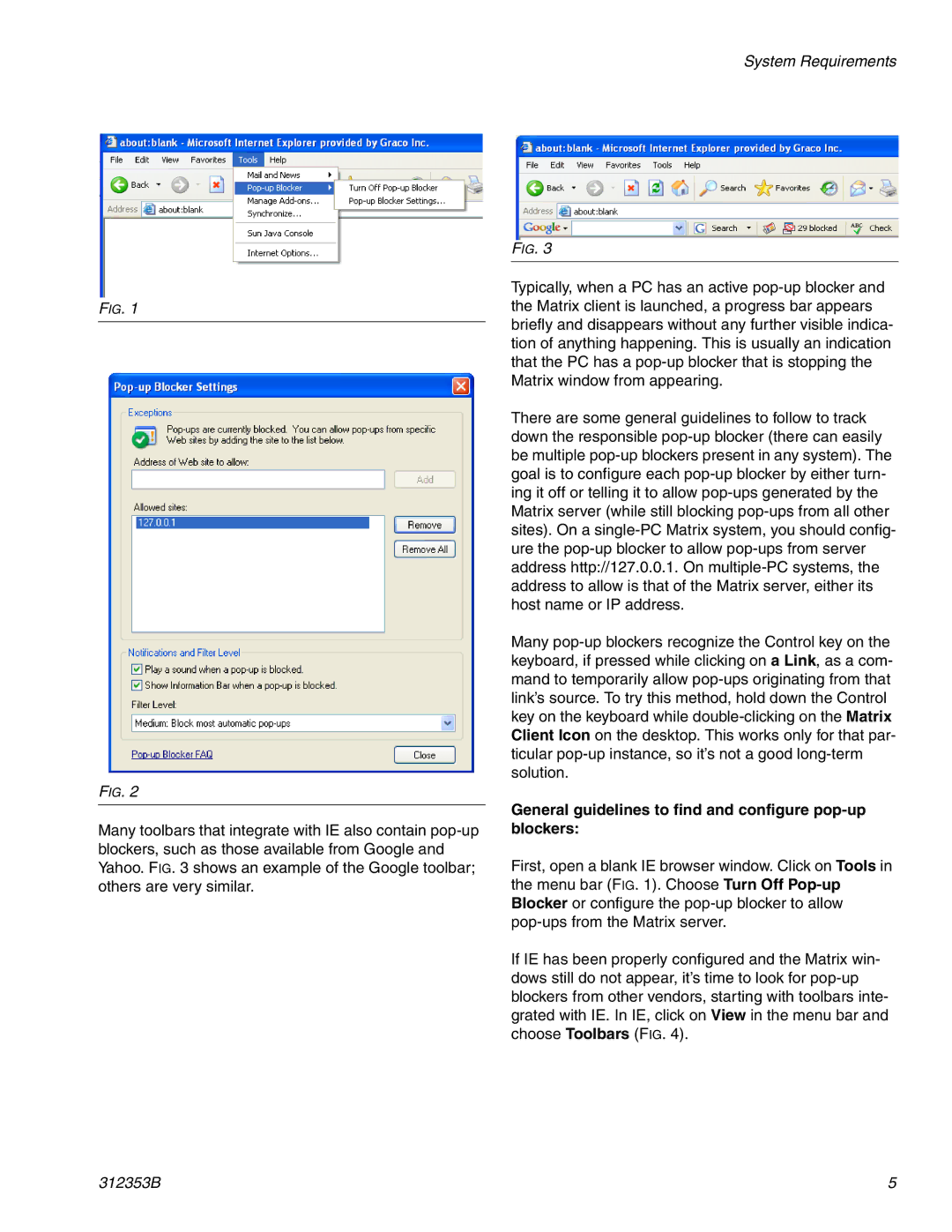 Graco 312353B instruction manual General guidelines to find and configure pop-up blockers 