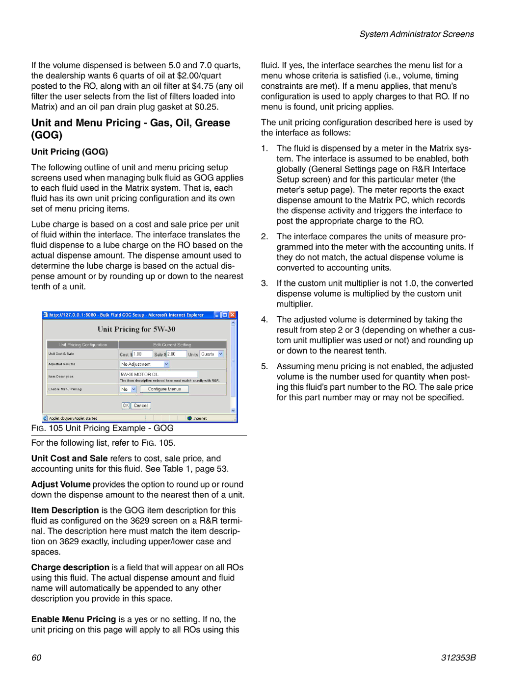 Graco 312353B instruction manual Unit and Menu Pricing Gas, Oil, Grease GOG, Unit Pricing GOG 