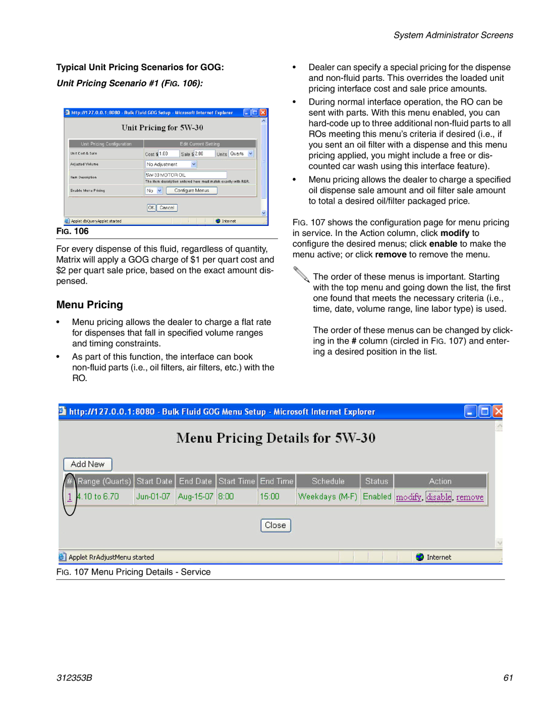 Graco 312353B instruction manual Menu Pricing Details Service 