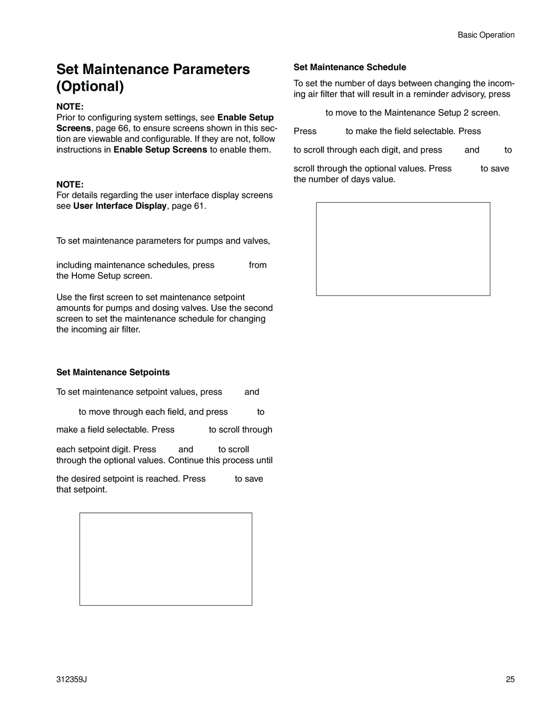 Graco 312359J Set Maintenance Parameters Optional, Set Maintenance Schedule, Set Maintenance Setpoints 