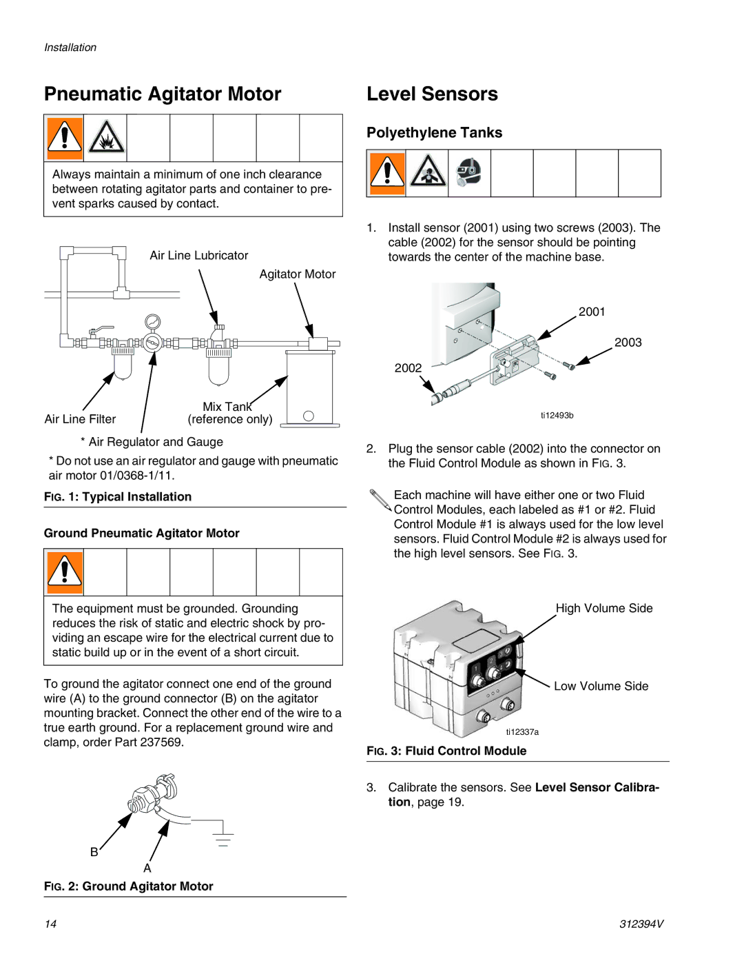 Graco 312394V important safety instructions Pneumatic Agitator Motor, Level Sensors, Polyethylene Tanks 