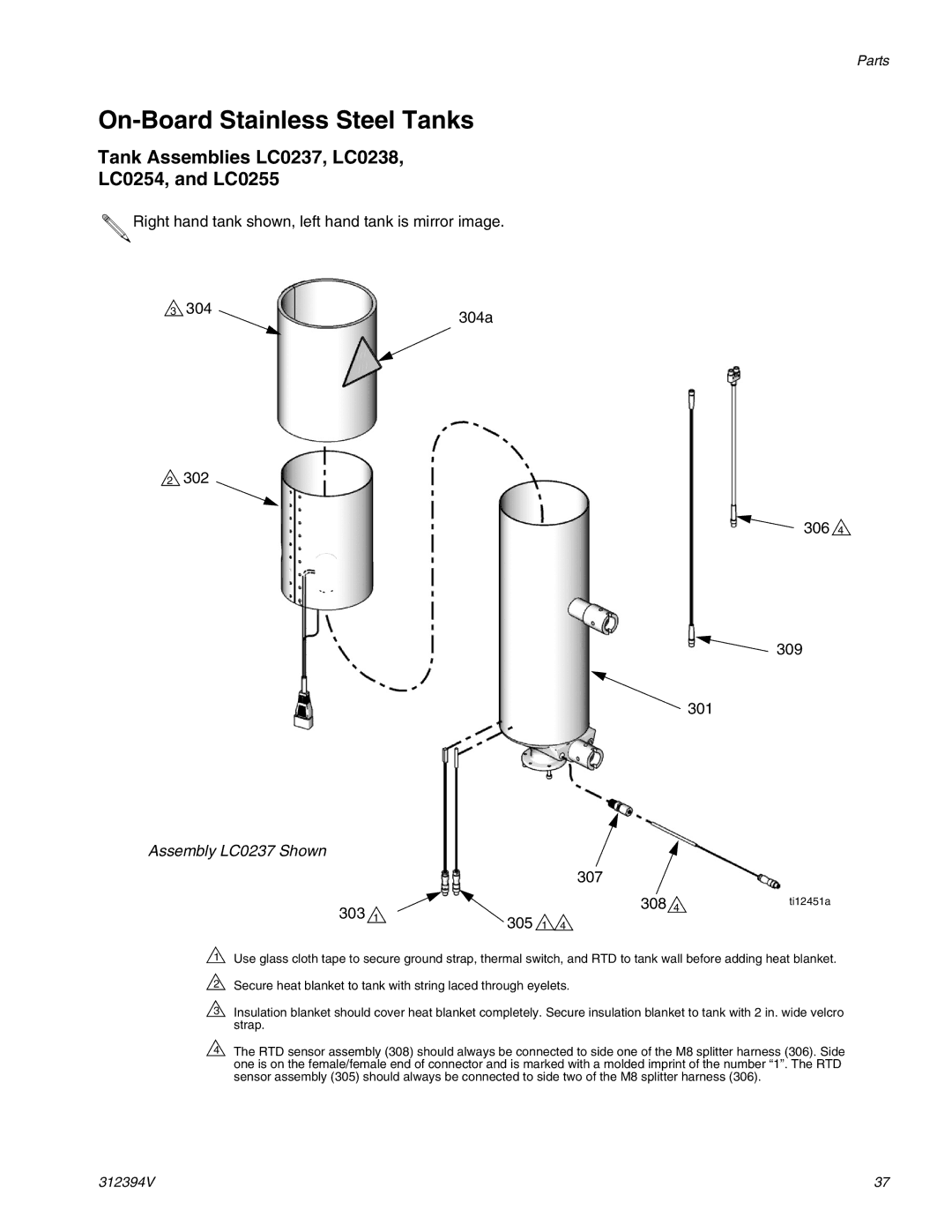 Graco 312394V On-Board Stainless Steel Tanks, Tank Assemblies LC0237, LC0238 LC0254, and LC0255 