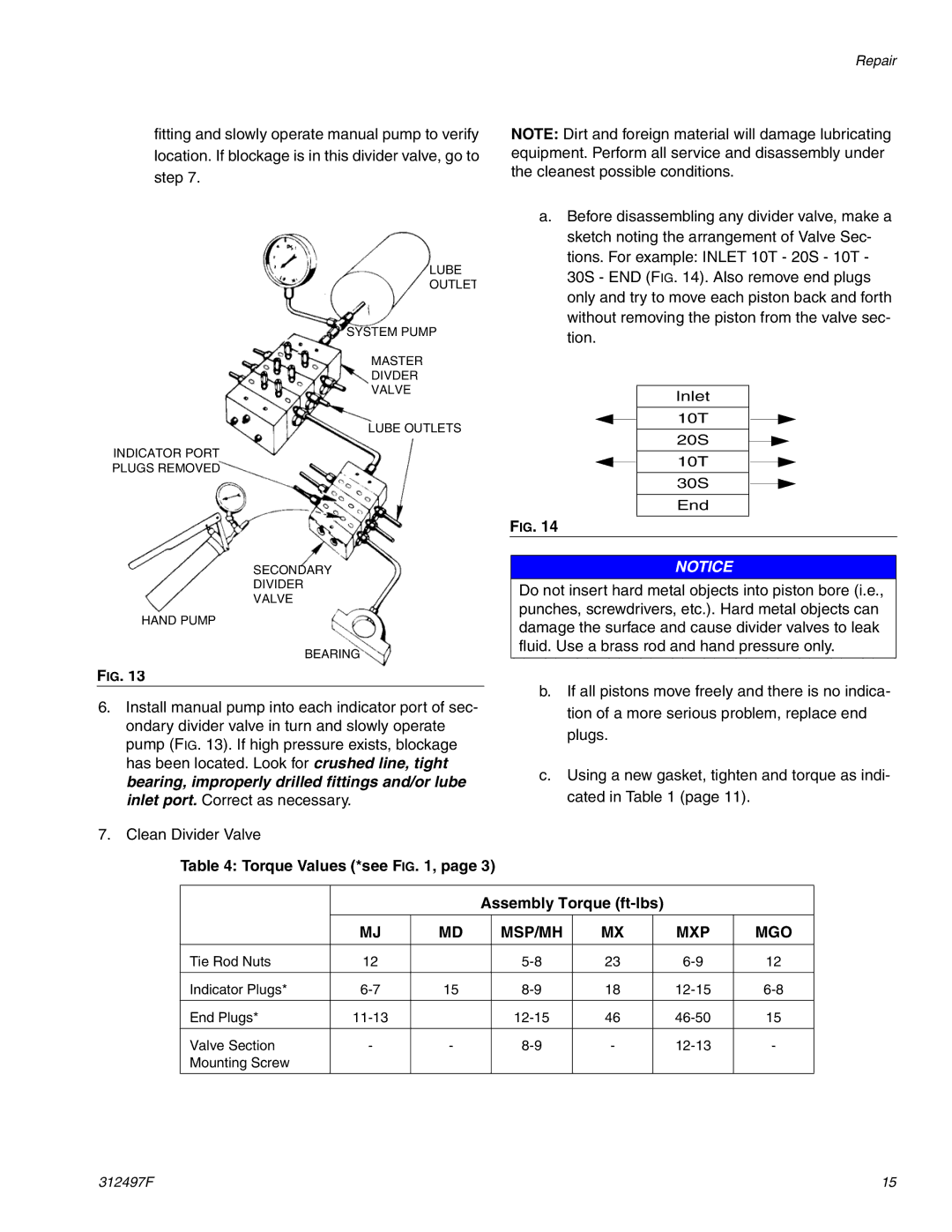 Graco 312497F important safety instructions Torque Values *see , Assembly Torque ft-lbs, Msp/Mh Mxp Mgo 