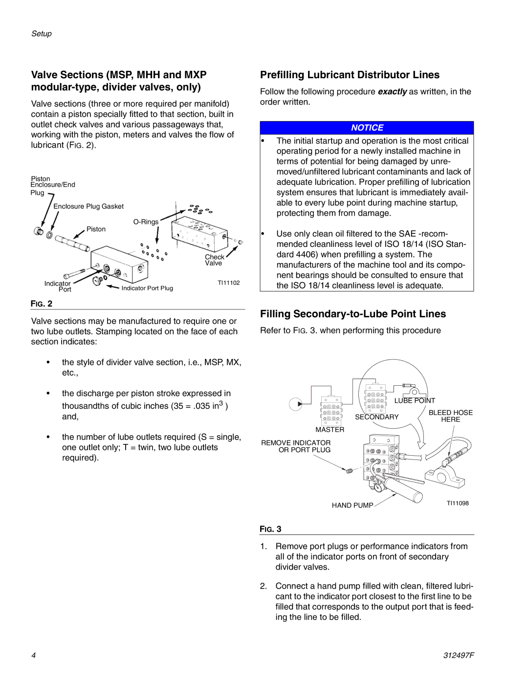 Graco 312497F important safety instructions Prefilling Lubricant Distributor Lines, Filling Secondary-to-Lube Point Lines 