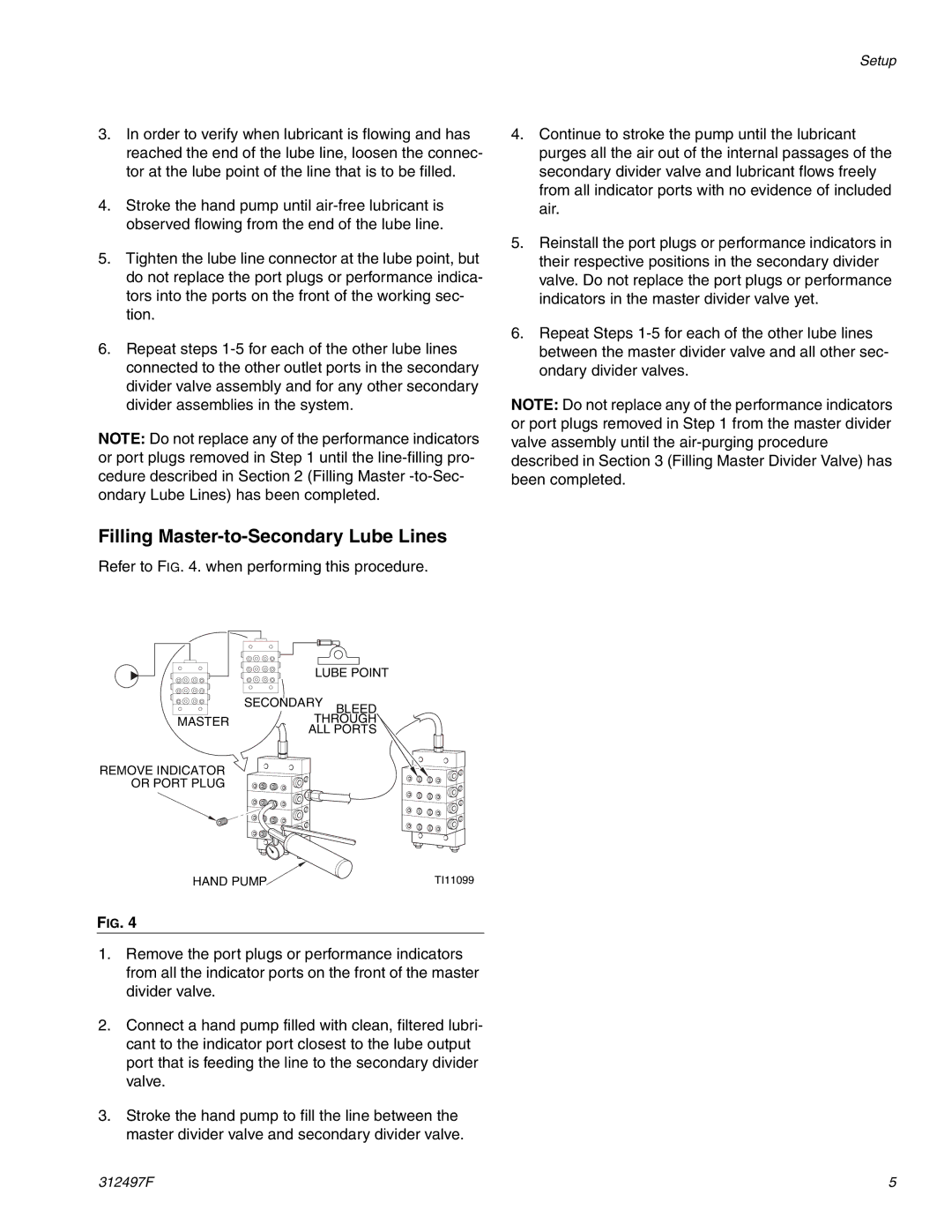 Graco 312497F important safety instructions Filling Master-to-Secondary Lube Lines 