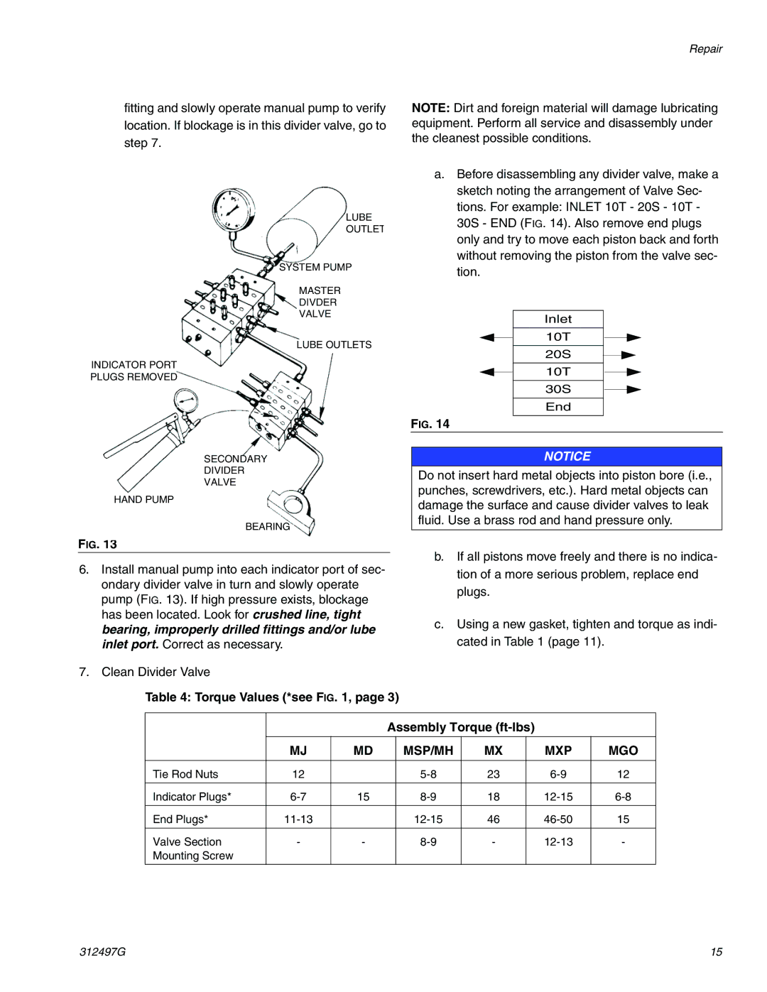 Graco 312497G important safety instructions Torque Values *see , Assembly Torque ft-lbs, Msp/Mh Mxp Mgo 