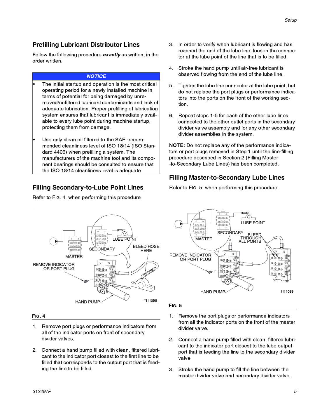 Graco 312497P important safety instructions Prefilling Lubricant Distributor Lines, Filling Secondary-to-Lube Point Lines 