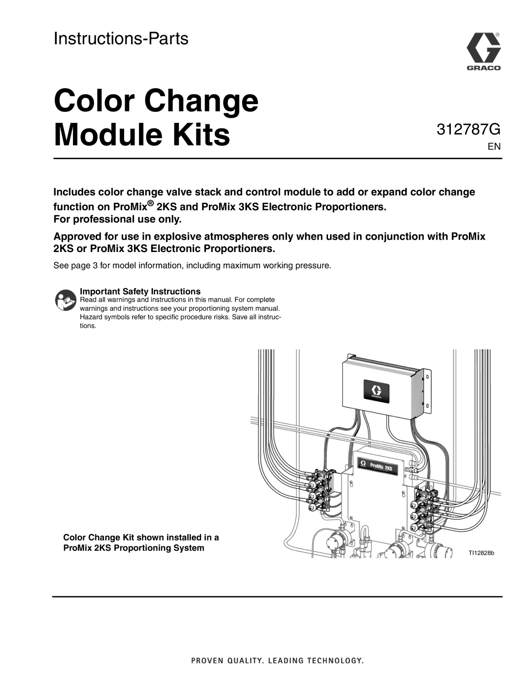 Graco 312787G important safety instructions Color Change Module Kits, Important Safety Instructions 