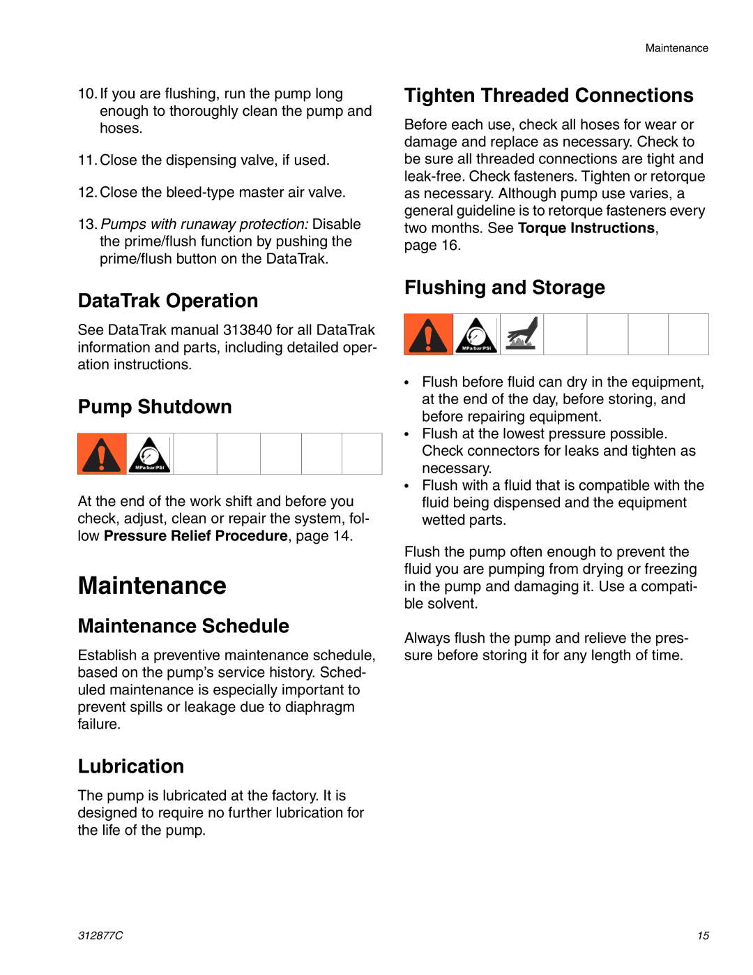 Graco 312877C important safety instructions Maintenance 