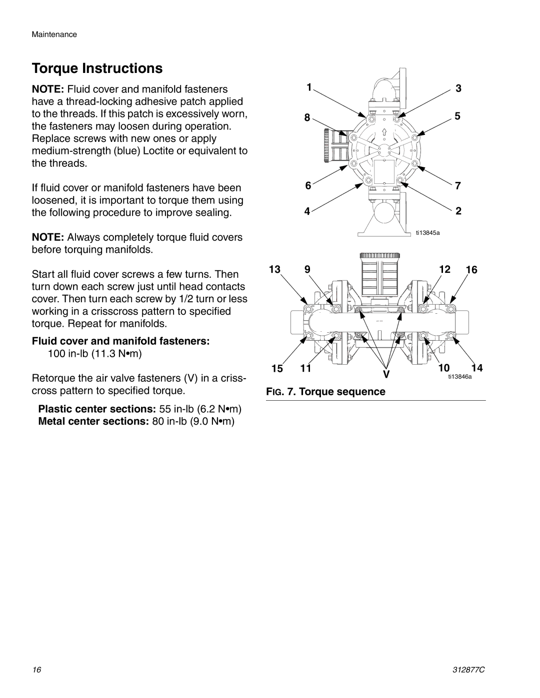 Graco 312877C important safety instructions Torque Instructions, Torque sequence 