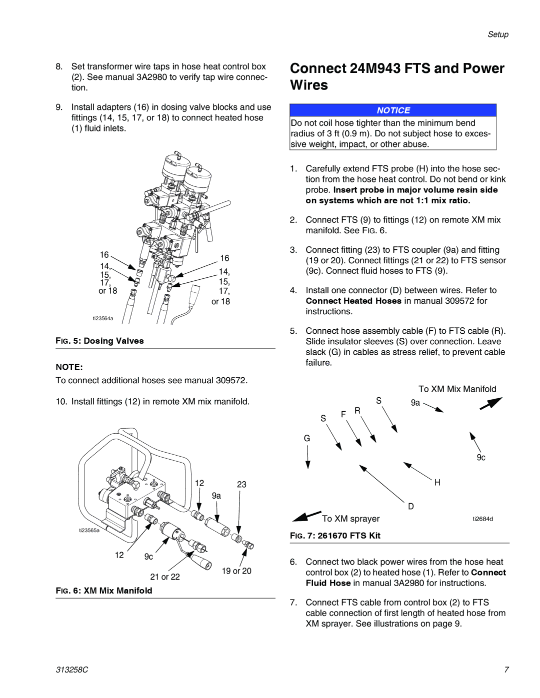 Graco 313258C important safety instructions Dosing Valves, Connect Heated Hoses in manual 309572 for instructions 