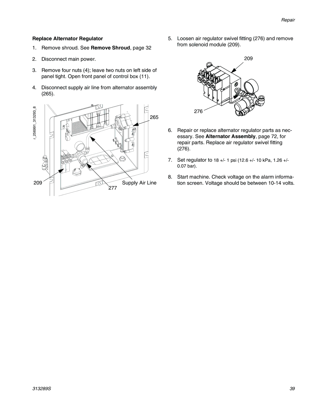 Graco 313289s important safety instructions Replace Alternator Regulator 