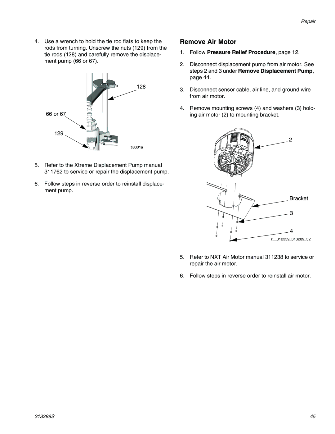 Graco 313289s important safety instructions Remove Air Motor 